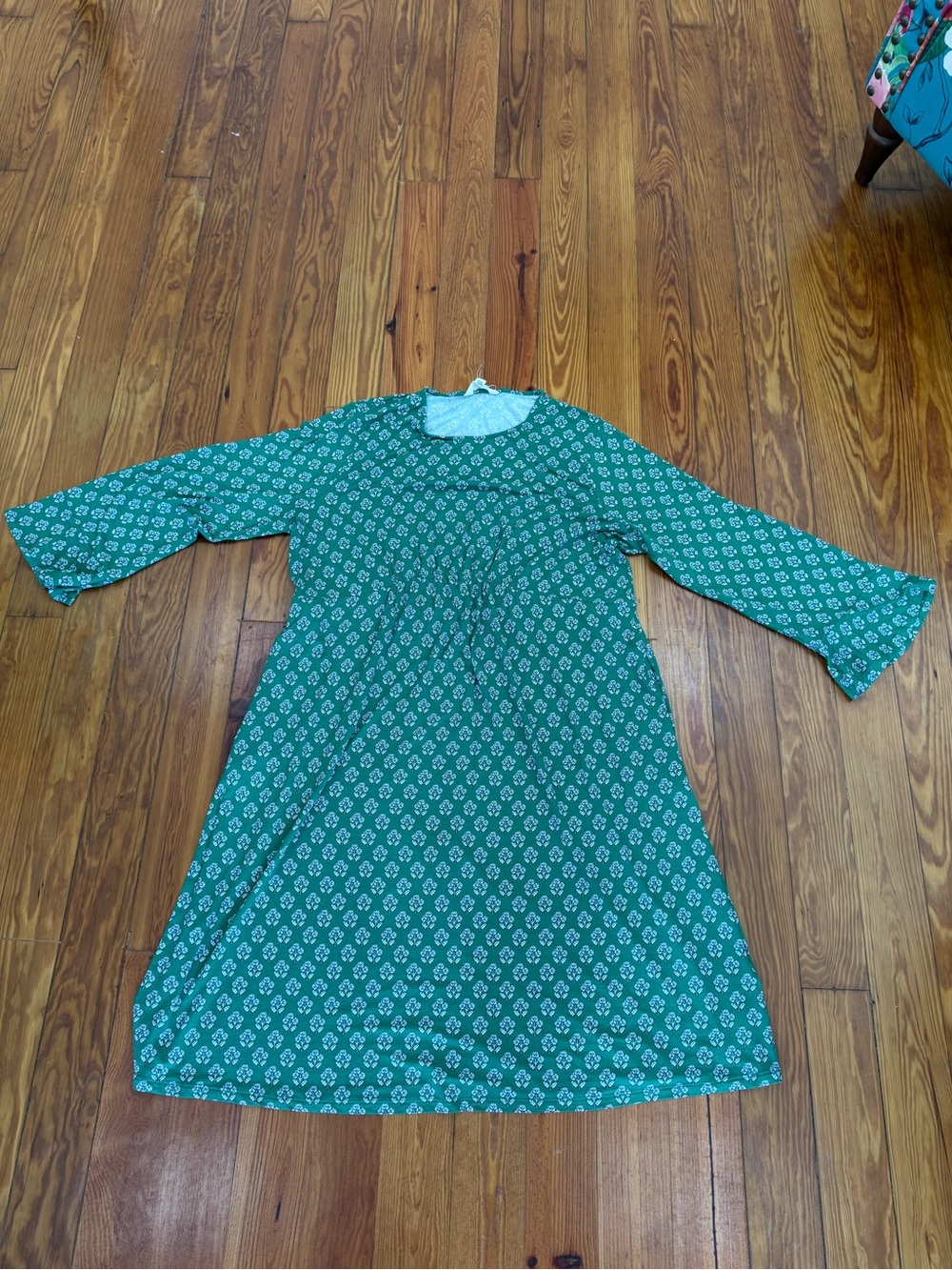 Boden Green Printed Cotton Pull-On Dress